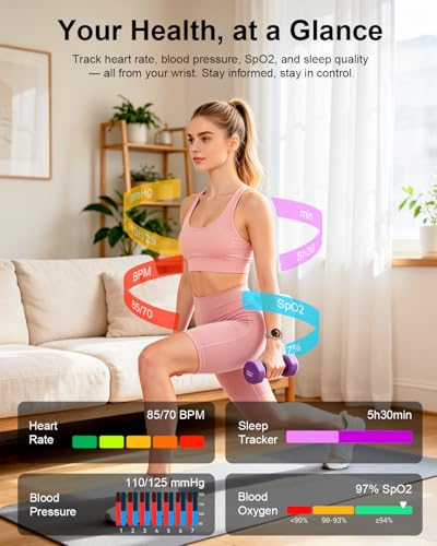Image of Smart Watch for Women, 1.27 inch Fitness Watch with Bluetooth Make & Answer Calls,24H Heart Rate /SpO2 /Sleep Monitor,120+ Sport Modes IP68 Fitness Tracker Compatible with iOS & Android (4 Straps,Rose Gold)