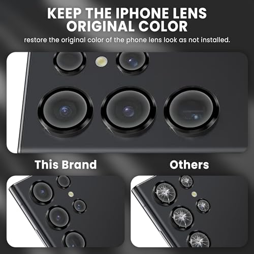 Image of FIRST MART Black Camera Ring Guard Protector for Samsung Galaxy S23 Ultra | Tempered Glass with Metal Alloy Rings, HD Clear, Scratch Resistant, Case-Friendly | Pack of 1