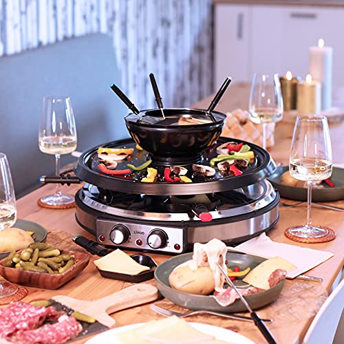 Livoo DOC265 Raclette-Grill und Fondue, Edelstahl, Schwarz – Bild 3