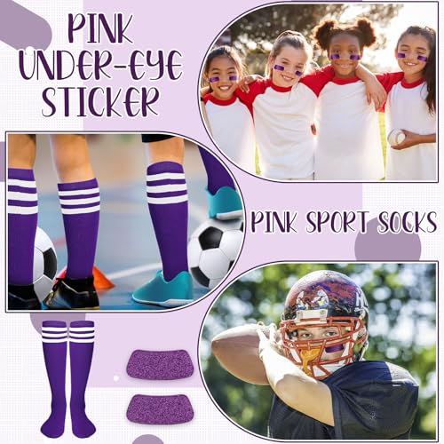 Image of Panitay 2 /12 /16 /24 Pairs Softball Soccer Socks Glitter Eye Black Stickers Team Spirit Accessories for Youth Women Sport Wear