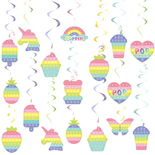 YINGENIVA 30Pcs Party Swirl Decorations Hanging Swirl Ceiling Decor Party Supplies Pop Fidget Macaron Birthday Party Spiral Room Photo Booth Props for Boys Girls (Macaron Spiral) Cover
