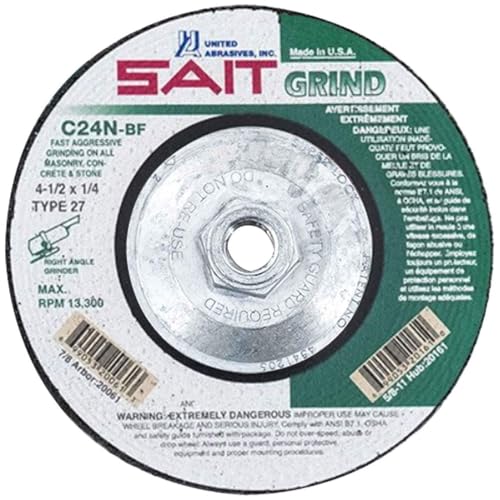 4-1/2" X 1/4" X 5/8-11SAIT C24N - Concrete Depressed Center Wheel, Type 27, Box of 10