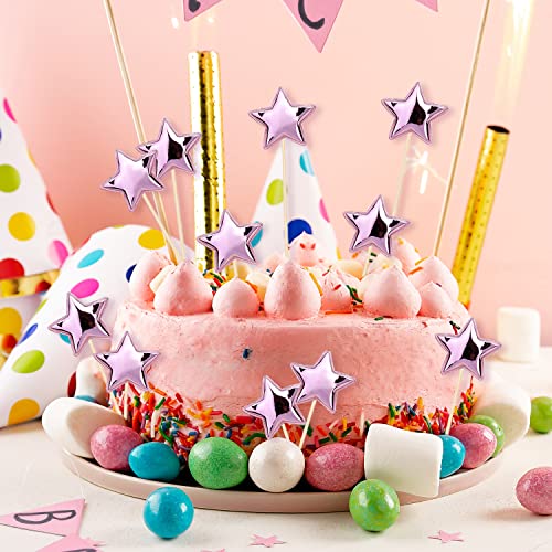 20 Pcs Glitter Star Cupcake Toppers PU Star Cupcake Picks Petite Étoile Décoration de Gâteau pour Anniversaire de Mariage Baby Shower Décorations de Gâteau d'Anniversaire Articles de Fête (Rose) Cover