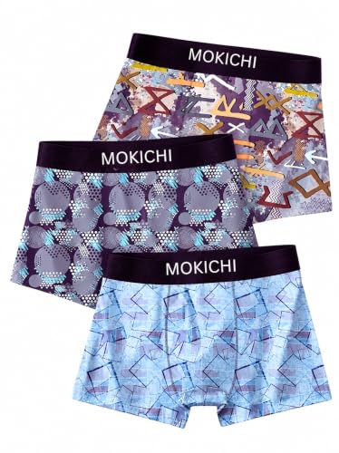 Image of Men's Printed Boxer Briefs | Comfortable Trunk-Style Innerwear with Elastic Waistband | Multicolor Pack of 3