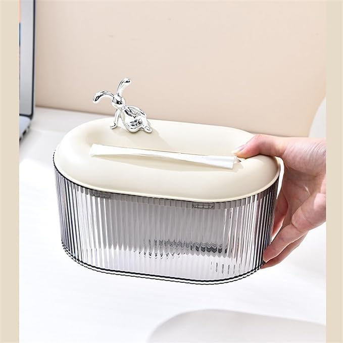 AMPLIN Handy Tissue Roll Caddy Tissue Box Holder with Spring/Desktop Facial Paper Towel Dispenser for Office, Home, Restaurants, cafes, Hotels & Hospitals (White) 3
