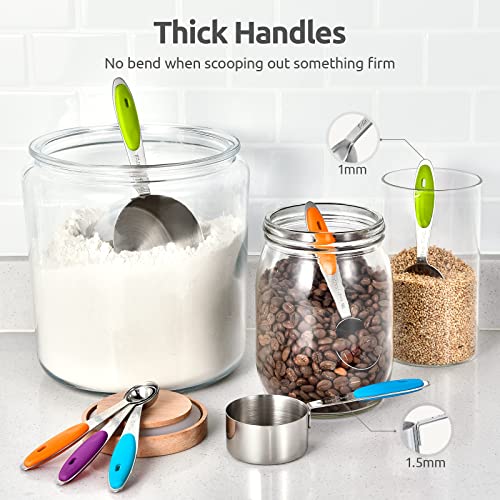 Measuring Cups : U-Taste 18/8 Stainless Steel Measuring Cups and Spoons Set of 10 Piece, Upgraded Thickness Handle (Multicolors) - Image 6