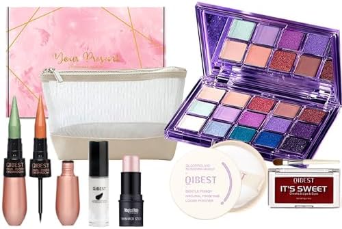 FantasyDay All-in-one Makeup Set Holiday Gift Surprise | Full Makeup Kit for Women Essential Starter Bundle Include Eyeshadow Palette Lipstick Blush Concealer Face Powder Eyeliner Mascara Soft Brush