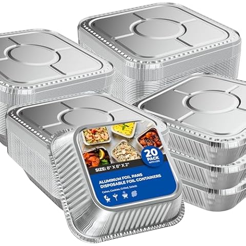 20 Pack Disposable Aluminium Baking Pans with Lids Cover