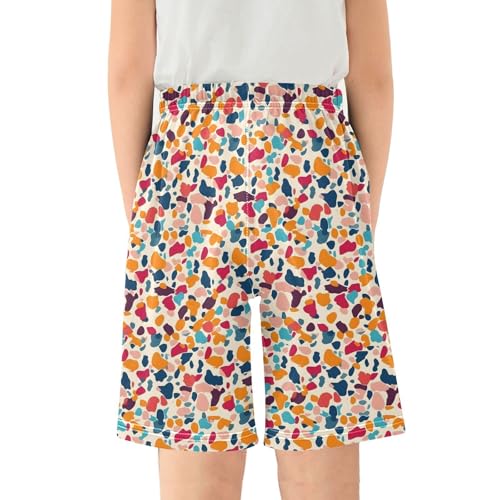 Colored Spots Sleep Shorts Summer Pajama Shorts Elastic Waist Sleep Bottoms with Pockets 6-14 Years2