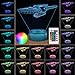 Smalody Night Lights 3D Optical Illusion Multi-Colored Change Touch Controlled Desk Lamp Battleship Bedside Lamp Christmas Gifts and Birthday Gifts