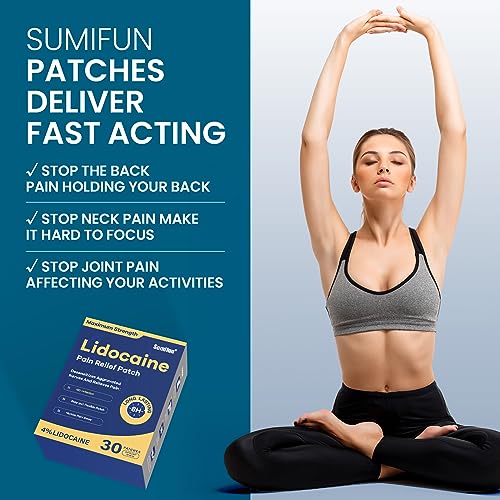 Image of Sumifun 4% Lidocaine Pain Relief Patches 30 Count(Pack of 2) | Maximum Strength Numbing Gel Patch for Back Knee Neck Joint Ache Muscle Soreness Topical Analgesic