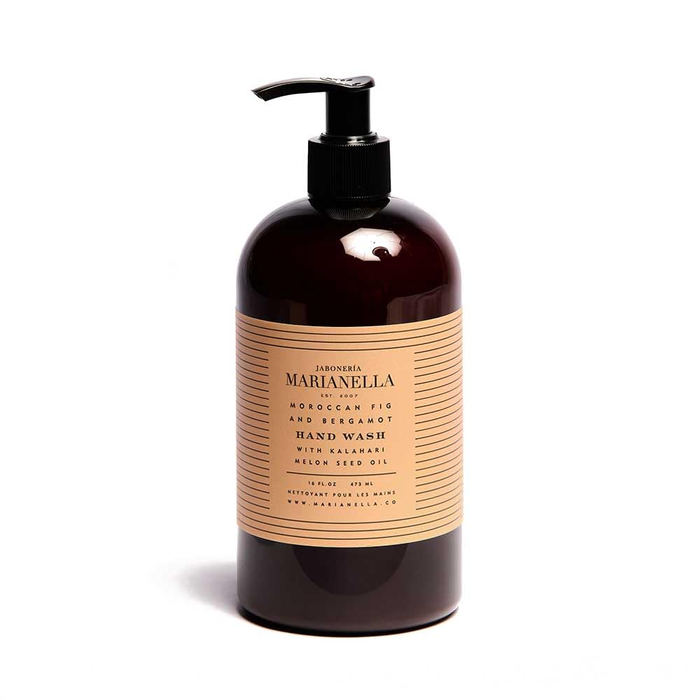 Marianella Luxury Hand Soap | Moroccan Fig & Bergamot Hand Wash 16oz Bottle | Hydrates & Moisturizes with Aloe Vera & Coconut Oil | Jojoba Oil to Soften & Replenish | Made in USA