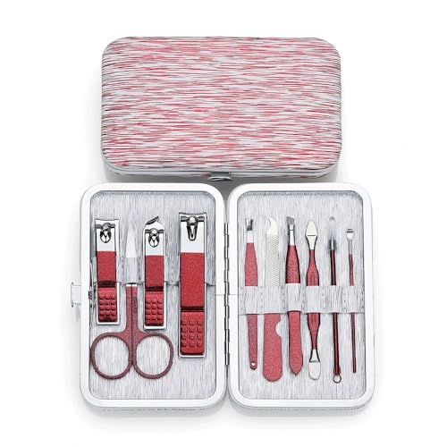 Ensemble d'outils de manucure de beauté rouge brillant 10 pièces - 4