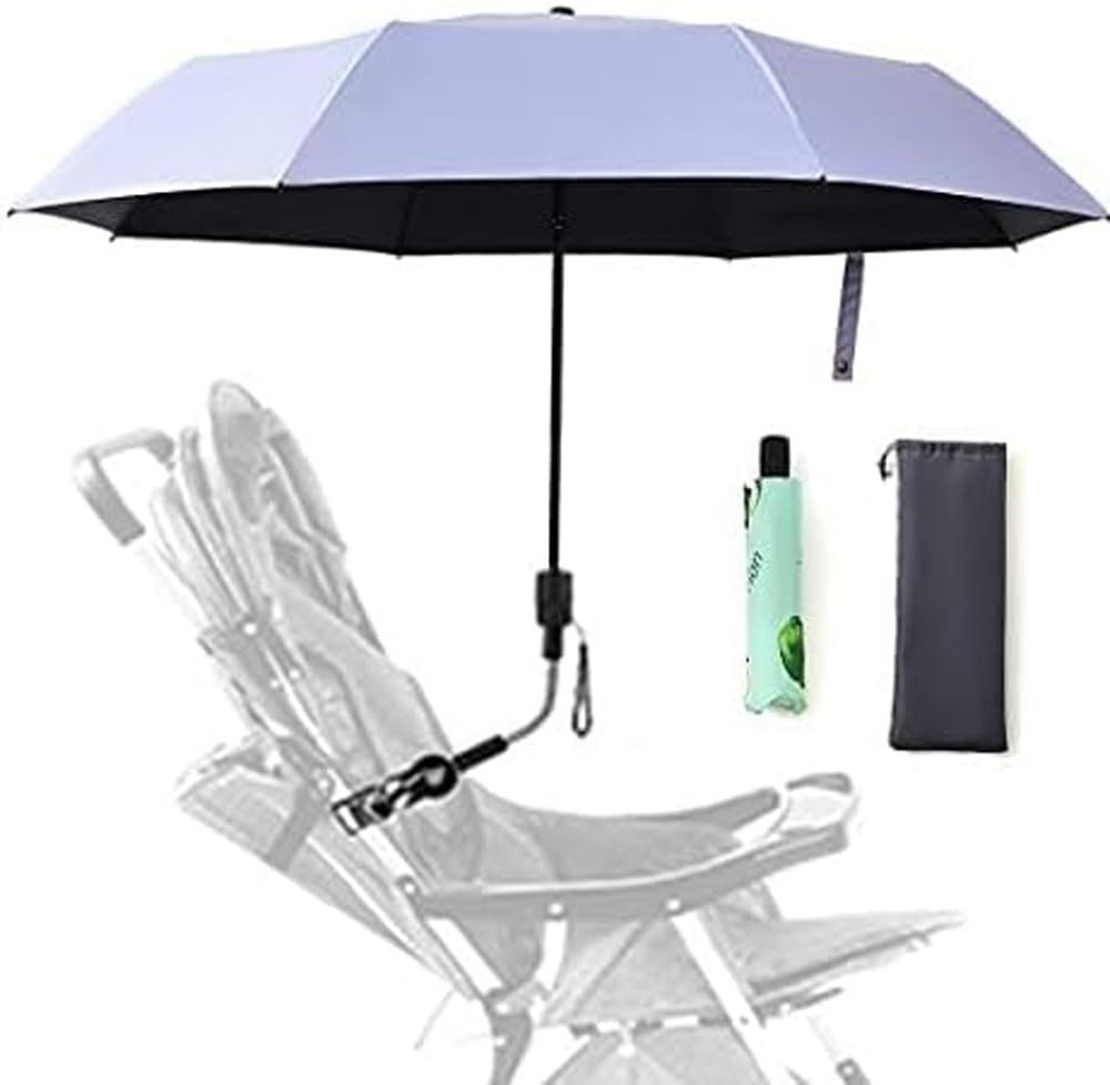 Universel Poussette Parapluie, Parasol Irrégulier pour Protection UV50, Flexible avec Support pour les Tuyaux Ronds et Ovales avec Pince de Fixation, Diamètre 95cm (Color : Black, Size