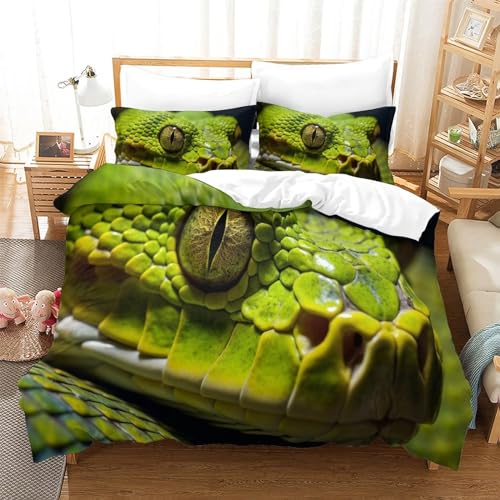 Housse de couette serpent parure de lit 3D animal imprimé microfibre 3 pièces 200x200cm - 3