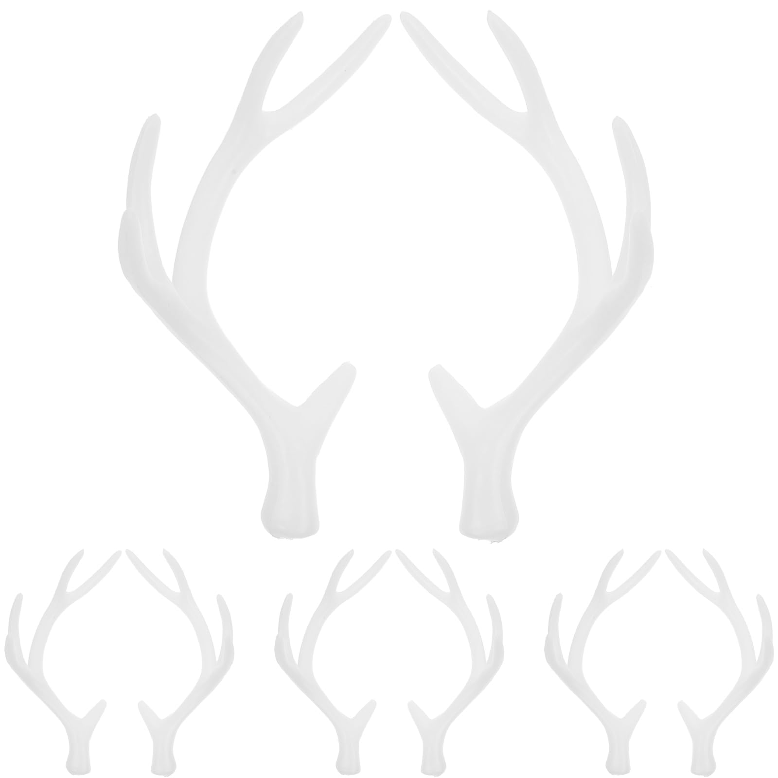 LOGOFUN 4Pair of Mini Deer Antlers Simulation Reindeer Antlers Props Plastic Deer Horn Branch for DIY Animals Headband Making Accessories - White
