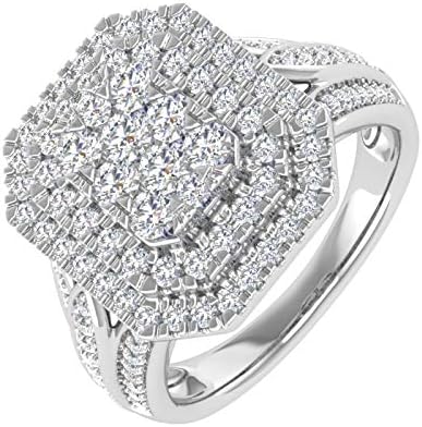 FINEROCK 1 Carat Cushion Cut Diamond Engagement Ring in 10K Solid Gold