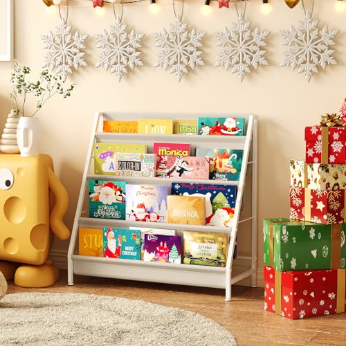Image of Aokitsink 4-Tier Kids Bookshelf, Book Shelf for Kids Rooms,Book Rack for Kid with Four Deep Pockets,Nursery Bookshelves for Kid' Playroom, Toddler Bookshelf as a Children's Gift