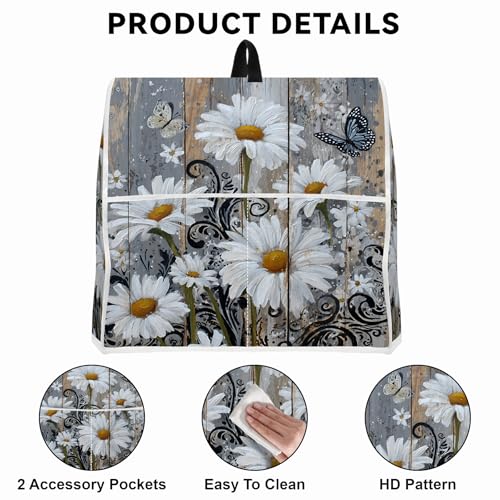 Image of 6-8 Quart Kitchen Stand Mixer Dust Cover, Kitchen Appliance Protective Covers with Top Handle and Pocket, Daisy