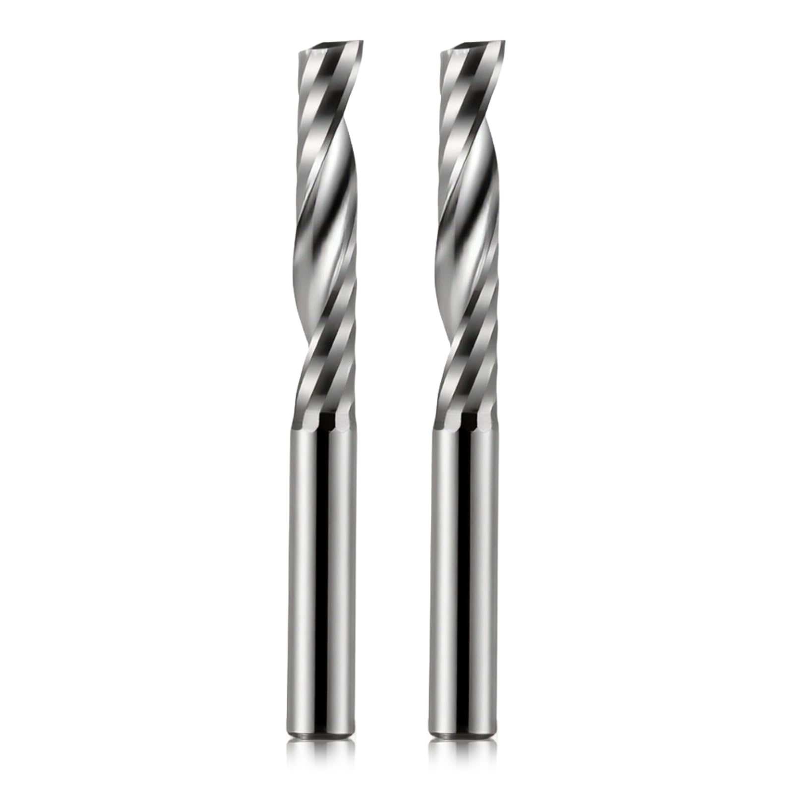Single Flute Up Cut Spiral Router Bits End Mill Cutter, 6mm Shank,6mm Cutting Diameter, 32mm Cutting Length,60mm OVL for Acrylic PVC MDF Plastic(6x32x60mm,2 pack)