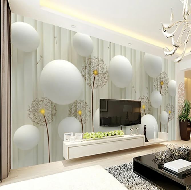 Papier peint mural pissenlit 3D 250x175 cm pour deco salon