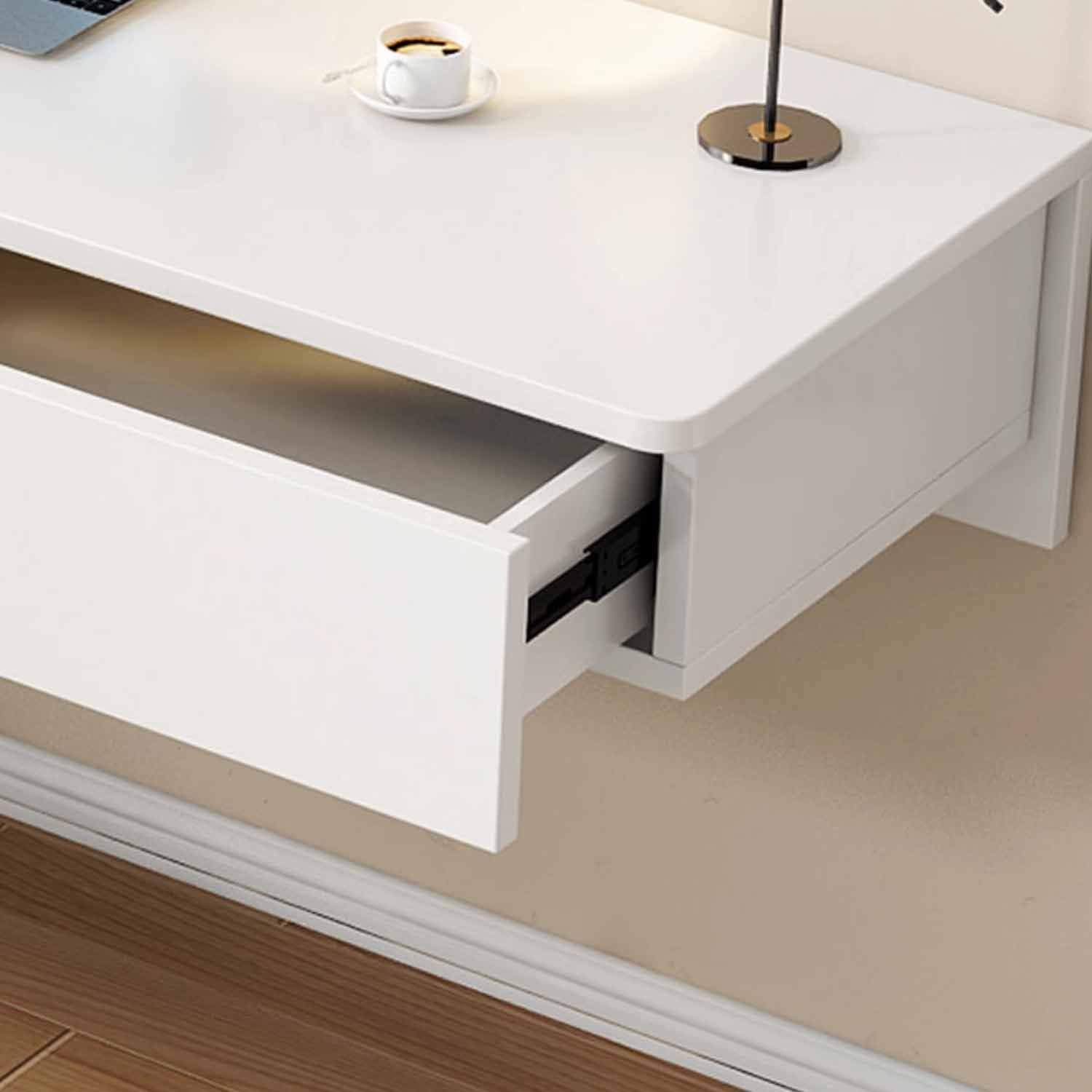Scrivania sospesa moderna da parete con 2/3 Ders bianco comodino cact cuter scrivania piccola mensola per camera da letto o soggiorno (C 140 x 40 cm/55 x 16)