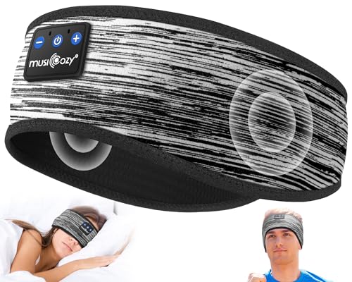 Image of MUSICOZY Sleep Headphones Bluetooth 5.4 Headband, Wireless Earphones Music Sleep Earbuds Sleeping Eye Mask with HD Stereo Speakers for Workout Running Travel Yoga, Ideal Gifts (Stripped Gray)