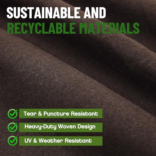 Image of Fanfanwin 10 x 15 ft Pond Liner Underlayment with 10 U-pins, 6oz, Brown