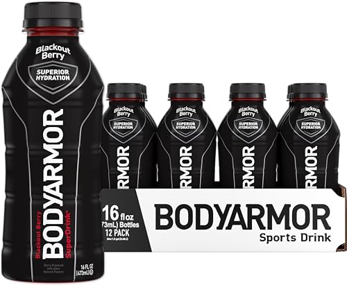 Image of BODYARMOR Sports Drink Sports Beverage, Blackout Berry, Coconut Water Hydration, Natural Flavors With Vitamins, Potassium-Packed Electrolytes, Perfect For Athletes, 16 Fl Oz (Pack of 12)