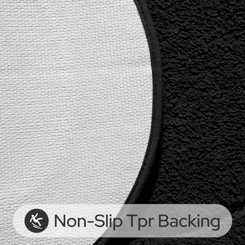 HOMEIDEAS Bathroom Rugs Sets 2 Piece, Small Bathroom Rugs, Soft, Absorbent Microfiber Mats, Machine Washable Bath Mats for Shower Room, Bathtub, Kitchen (20" x 32" + 16" x 24", Black)