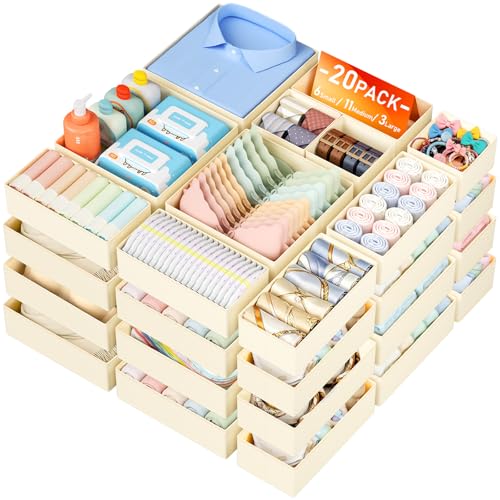 DIMJ Drawer Organizer Clothes - 20 Pack Closet Drawer Organizer