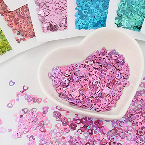 ALENAOO Nail Art Glitter Pailettes PET Ultradünne Hohle Herz Pailletten 4mm und 2,5mm Laser Glitter Pailletten… – Bild 3