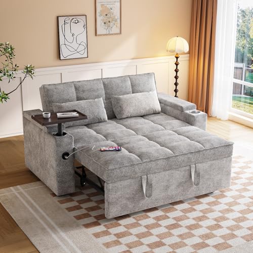 Ighoveat 65'' 3-in-1 Convertible Sofa Bed with Adjustable Backrest, Pull Out Sofa, Chenille Couch...