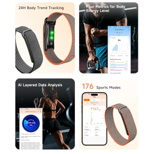 Image of Smart Fit Band Fitness Health Activity Tracker HRV Analysis, Sleep and Stress Monitor, Subscription Free Screenless Smart Bracelet Black