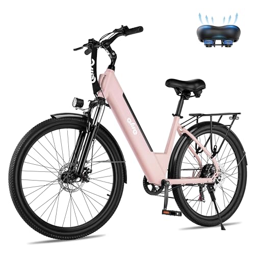 Image of Qlife Cityone Electric Bike for Adults & Teens, Step-Through Commuter Ebike, 1000W Peak Motor, 55-Mile Range, 48V Removable Battery, 26-Inch City Tires, 7-Speed, Up to 20+ MPH