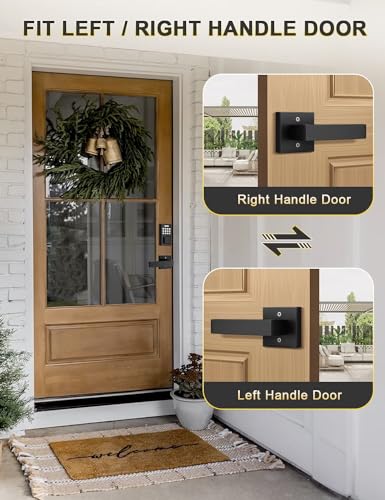 6 Pack Dummy Door Handles for Left and Right Hand, Square Black Door Knobs for Closets, Non-Turning Single Side Pull - Simplified: 6 Pack Black Square Dummy Door Handles for Closets