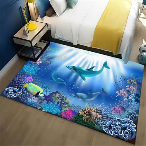 Tapis ado fille bleu lavable grand format 180x250cm