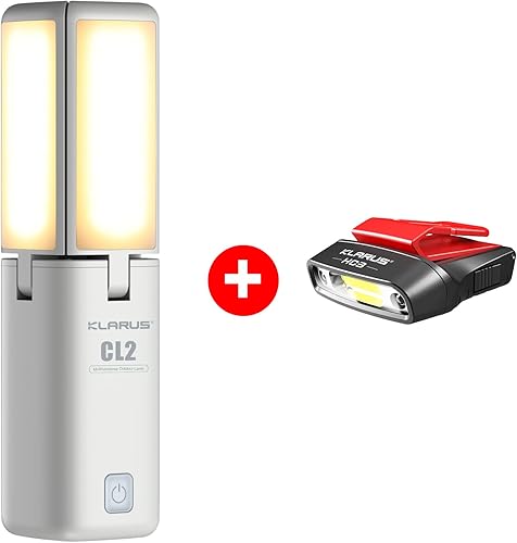Klarus CL2 - Luces de camping de gran capacidad de 10400 mAh, luces LED recargables de carga libre y luz de visera con sensor de movimiento