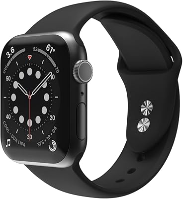 Sinjimoru Silicone Bands for Apple Watch, Adjustable Silicone Band Straps for Apple Watch Series Ultra/8/SE2/7/6/SE/5/4. Silicone Wristband for Apple Watch Size L 42/44/45/49mm Black