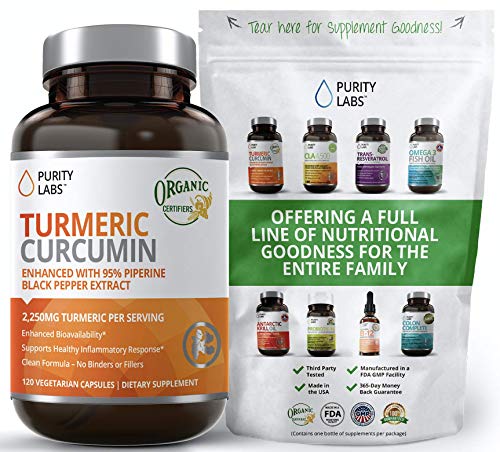 Organic Turmeric Curcumin 2,250MG. Highest Quality and Potency Available. Joint Pain and Arthritis