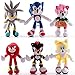 BAS Sonic Peluche Jouets Soniques Super Sonic Hérisson Stuffed Animal Shadow Knuckles Queues Mignon Collection pour Enfants Adultes Cadeau d'anniversaire Playsets Poupée 6 Pieces