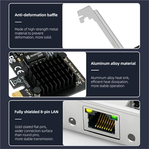 Tarjeta de Red 2.5G Gigabit PCI-E a RJ45 Ethernet PCIE 100/1000/2500Mbps 1 Puerto RJ45 LAN Para Windows 7/8/10/11 (Negra 8111E) miniatura 5