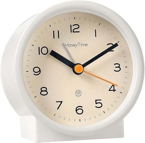 PAWPAWLIU Reloj despertador analógico, silencioso sin tictac, diseño simple, funciona con pilas con función de luz nocturna, para dormitorio, mesita
