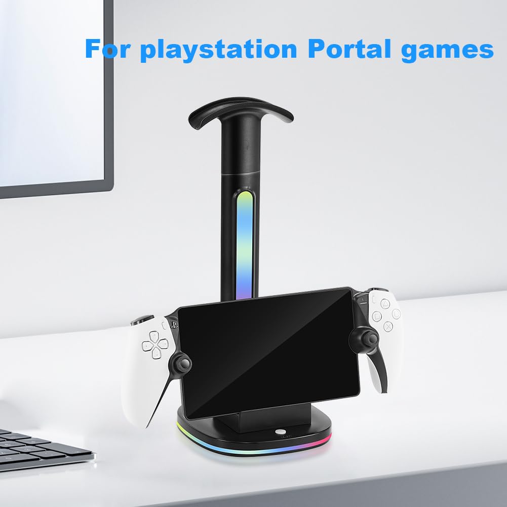 Stacja dokująca do ładowania RGB z portalem USB i stojakiem na słuchawki do portalu stacji