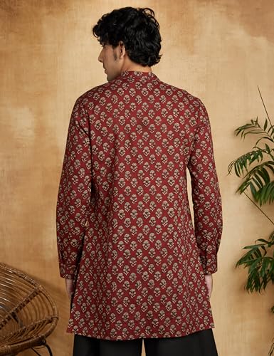 Image of Amazon Brand - Symbol Men's 100% Cotton Everyday Mid Length Casual Kurta - Regular Fit (Available in Plus Sizes)