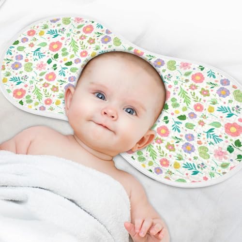 Pastel Floral Branches Muslin Burp Cloths for Baby 4-Layer Absorbent Cotton Large 22" x 11" Soft Spit Up Rags for Newborns Boys Girls, 1 Pack4