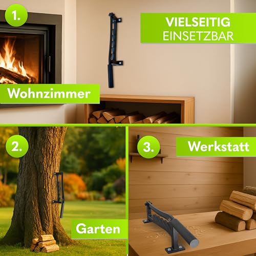EMHAP© Holzspalter manuell – EXTRA STARKER Holz Spalter zum Holz Spalten auf Hackklotz – inkl. Schärfer & verlängerter Hebel – Kindling Splitter & Woodsplitter für Anzündholz