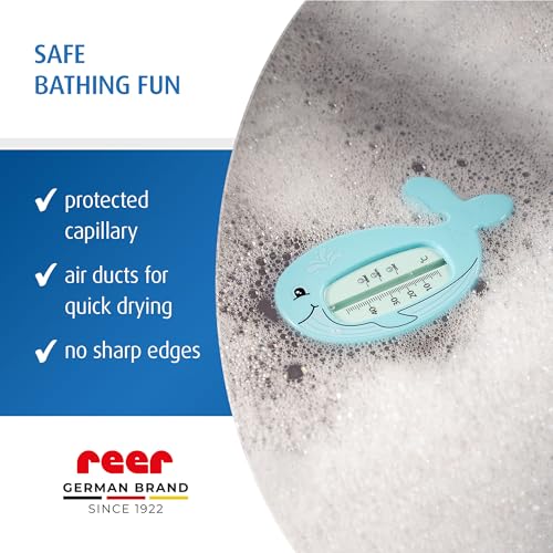 Miniatura 5 de Reer Termómetro De Baño Myhappybath Para Bebé, Diseño De Ballena, Termómetro De Baño Seguro Para Niños, Temperatura Óptima Para Bañera, Sin Mercurio, Rango De Medición Alto, Escala Clara