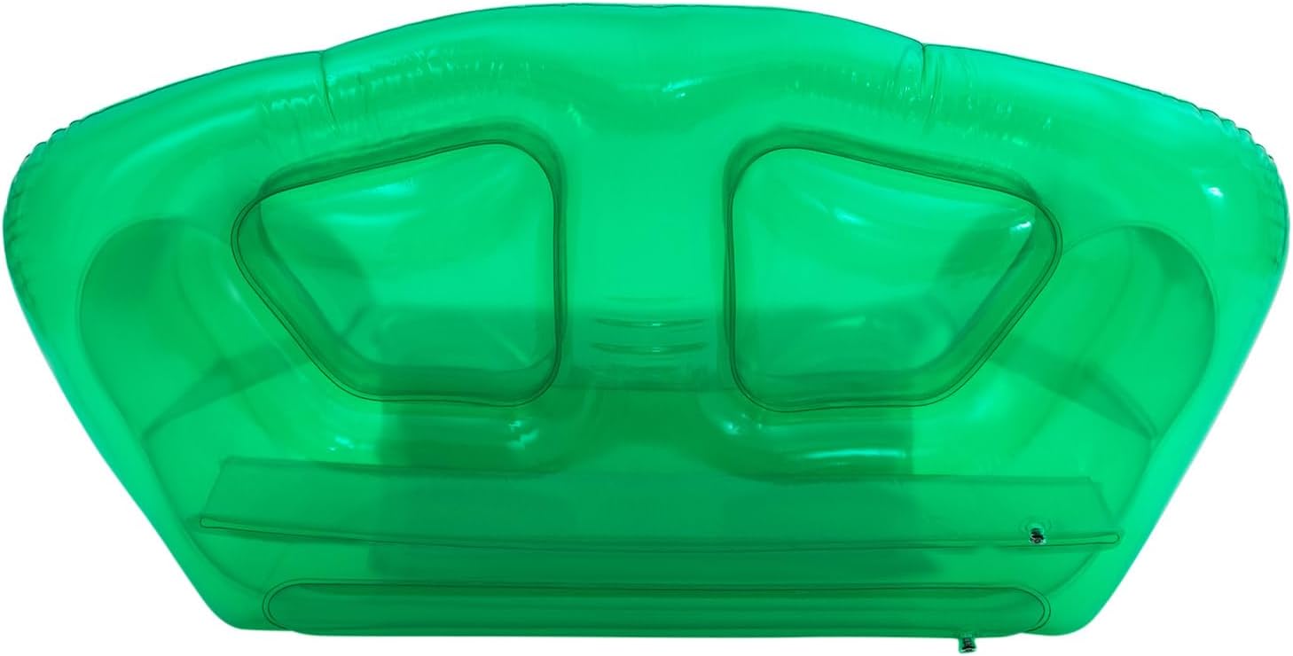 Transparent Inflatable Sofa Chair - Portable Blow Up Couch for Indoor, Outdoor, Camping, Beach, Patio, Yard, Office & Travel - Double Seater Air Furniture with 440lbs Capacity, Green