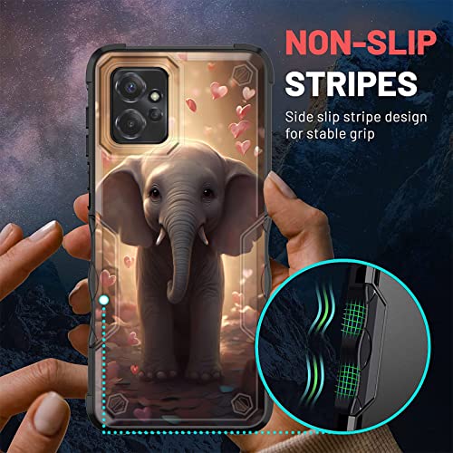 EFGWSDER for Moto G Power 5G 2023 Case,[Dual Layer][10 FT Military Grade Drop Protection] [Non-Slip] Heavy Duty Shockproof Case for Motorola Moto G Power 5G 2023,Cute Elephant with Hearts - image 6